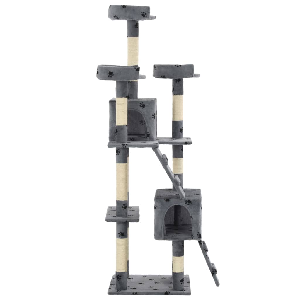 Rascador para gatos poste rascador de sisal 170 cm huellas gris