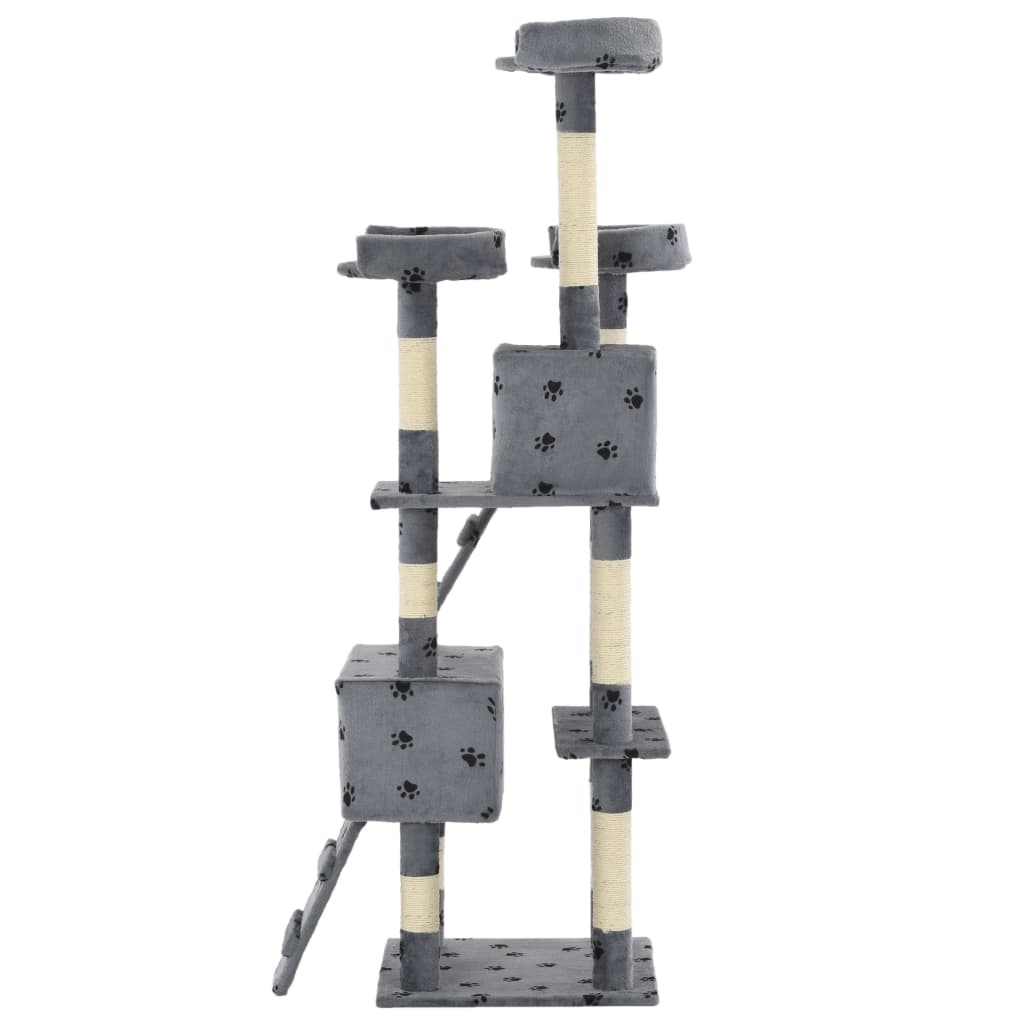 Rascador para gatos poste rascador de sisal 170 cm huellas gris