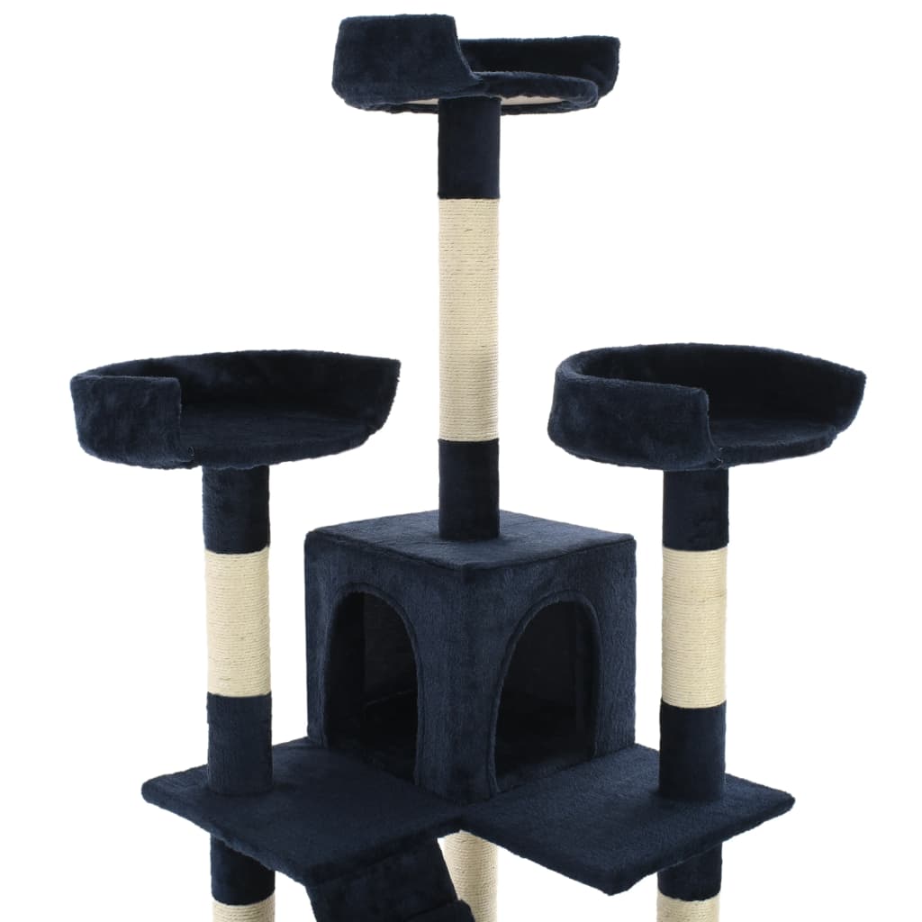 Rascador para gatos con poste de sisal 170 cm azul