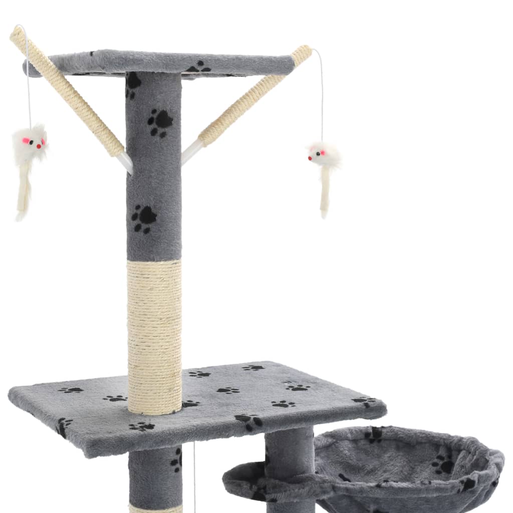 Rascador para gatos con poste de sisal 230-250 cm huellas gris