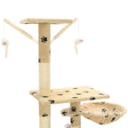 Rascador para gatos con poste de sisal 230-250 cm huellas beige