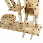 Rascador para gatos con poste de sisal 230-250 cm huellas beige