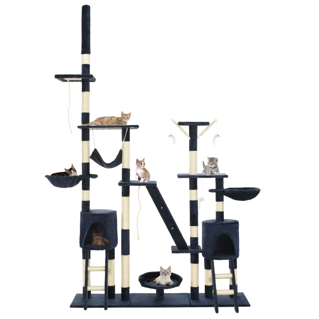 Rascador para gatos con poste de sisal 230-250 cm azul