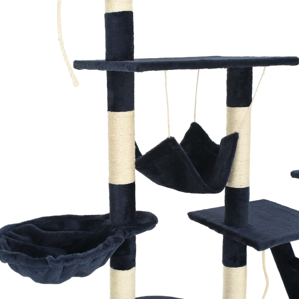Rascador para gatos con poste de sisal 230-250 cm azul