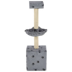Rascador para gatos con poste de sisal 105 cm huellas gris