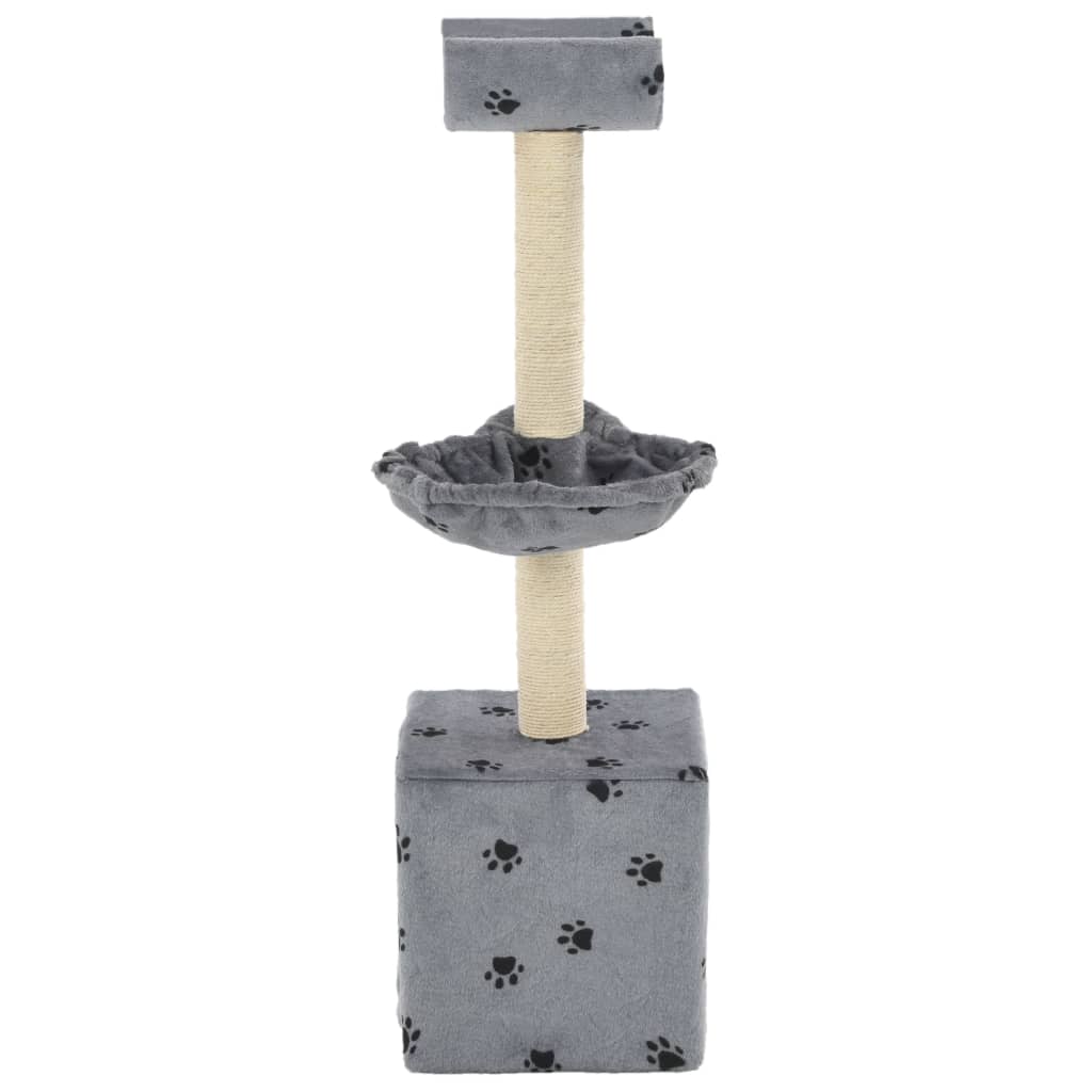 Rascador para gatos con poste de sisal 105 cm huellas gris