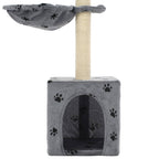 Rascador para gatos con poste de sisal 105 cm huellas gris