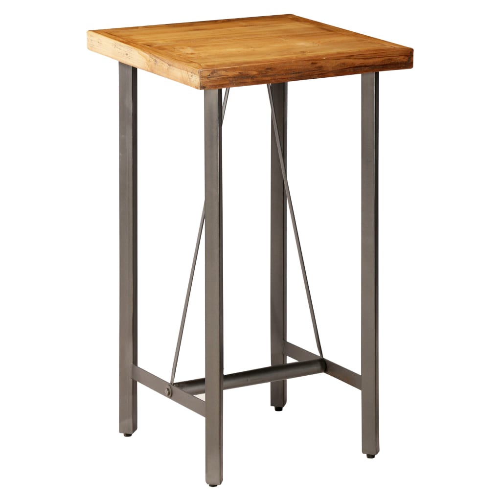 Juego de mesa alta y taburetes 3 piezas teca maciza reciclada