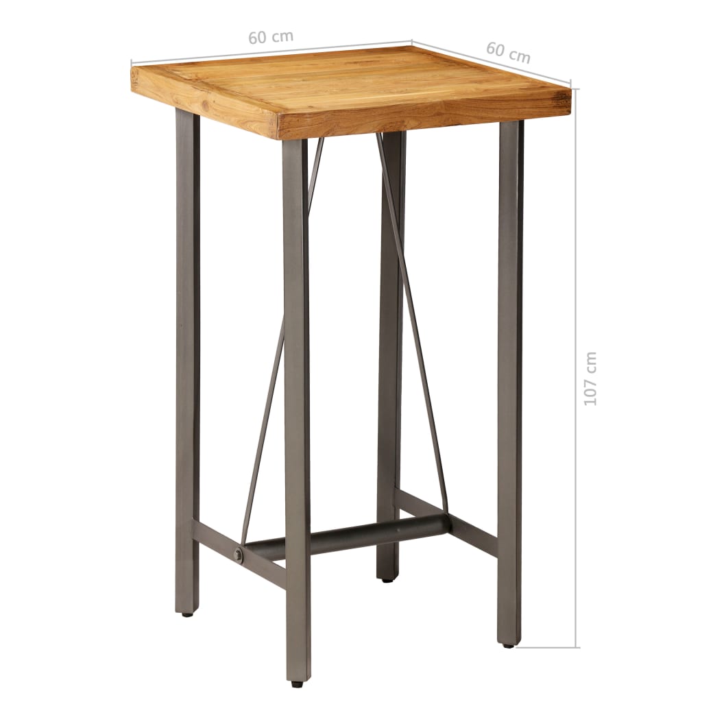 Juego de mesa alta y taburetes 3 piezas teca maciza reciclada