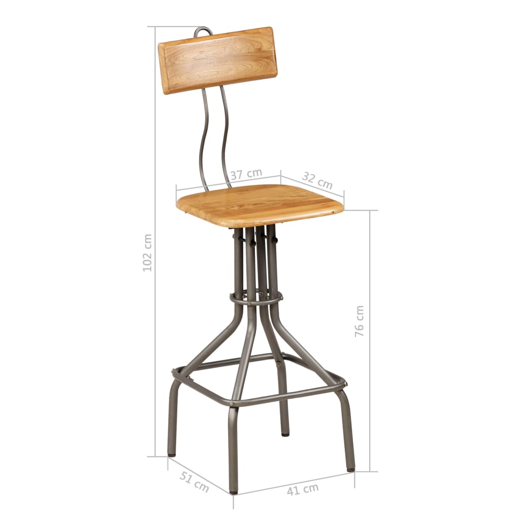 Juego de mesa alta y taburetes 3 piezas teca maciza reciclada