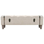Banco de almacenamiento madera maciza y acero 111x34x37 cm