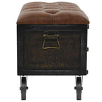 Banco de almacenaje madera maciza cuero sintético 80,5x41x50cm
