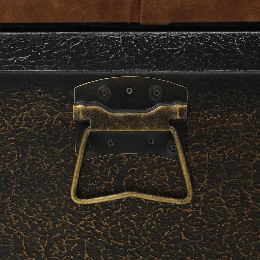 Banco de almacenaje madera maciza cuero sintético 80,5x41x50cm