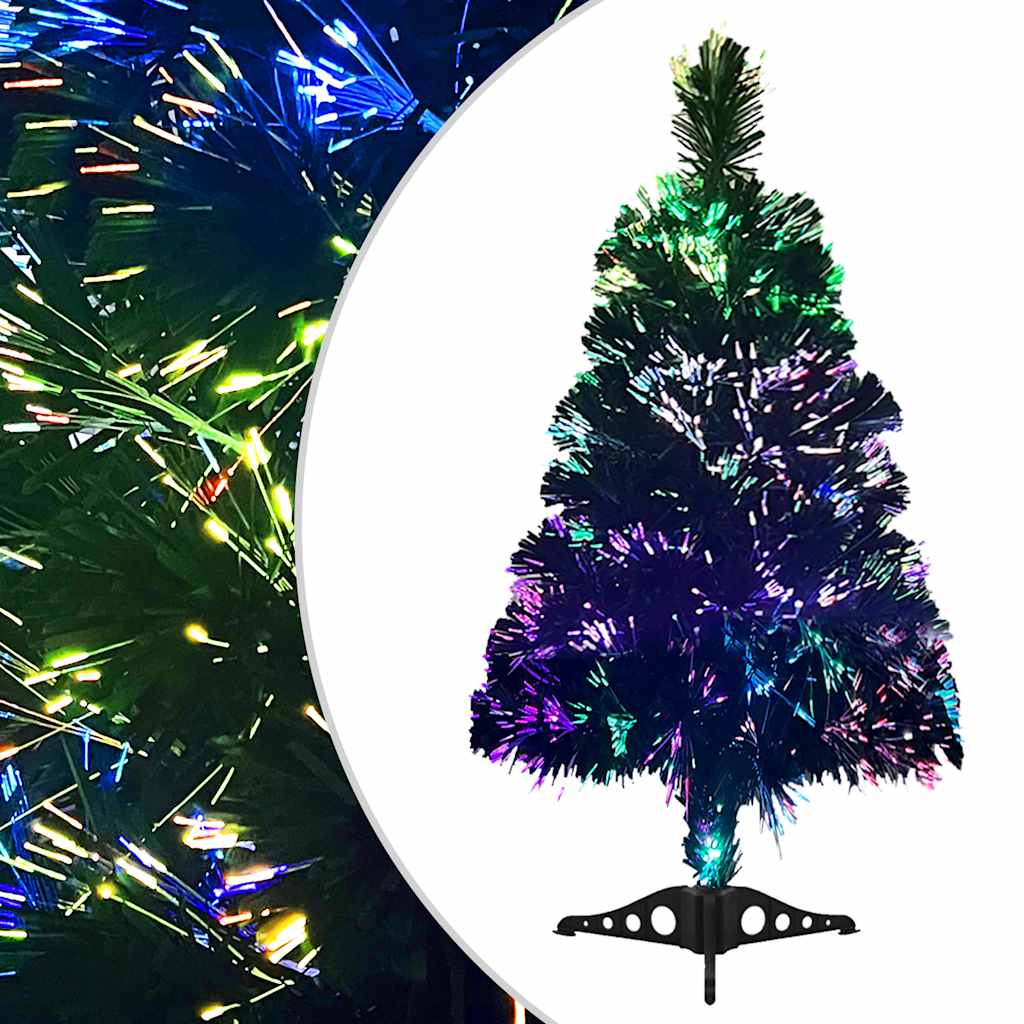Árbol de Navidad artificial fibra óptica verde 64 cm