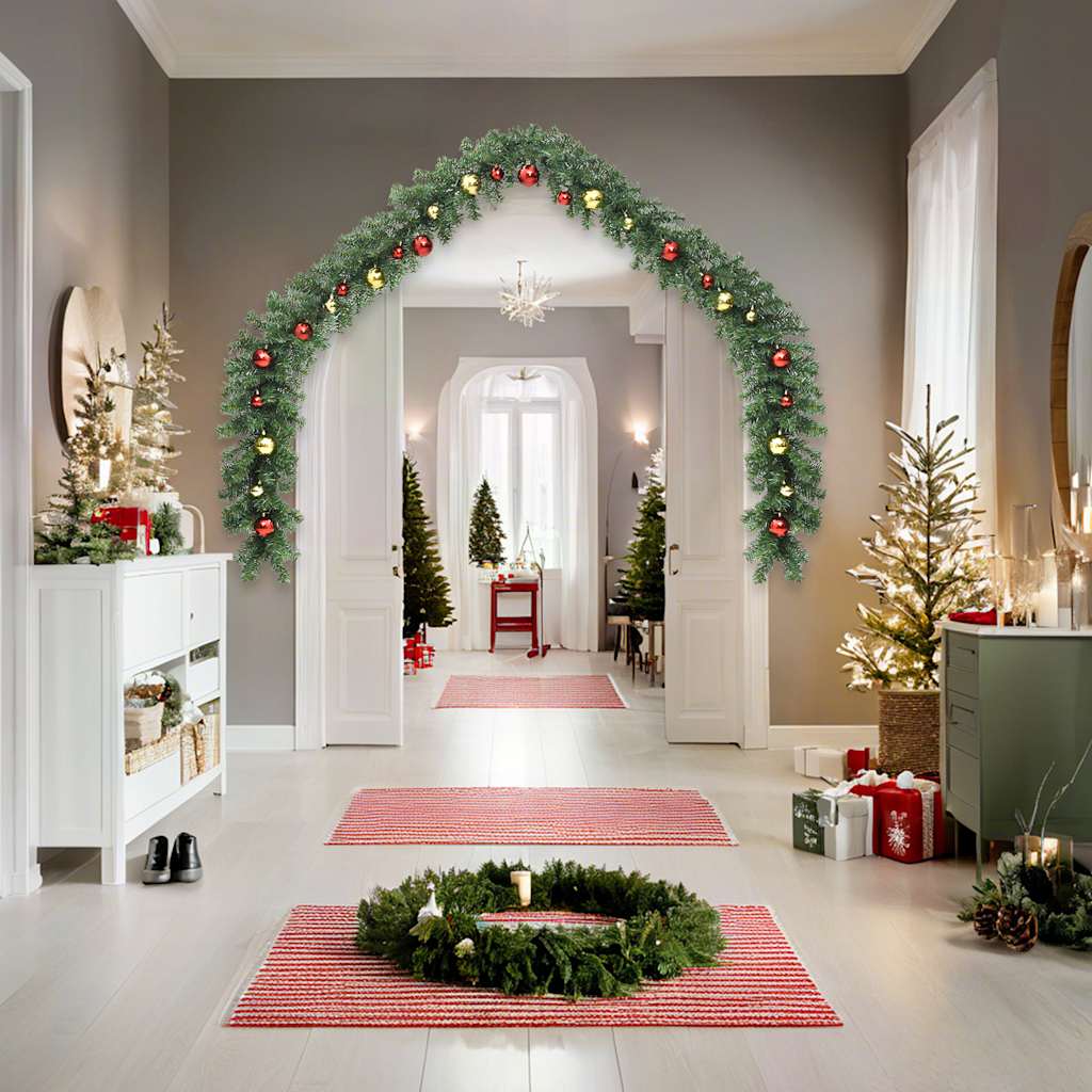 Guirnalda de Navidad decorada con bolas y luces LED 10 m