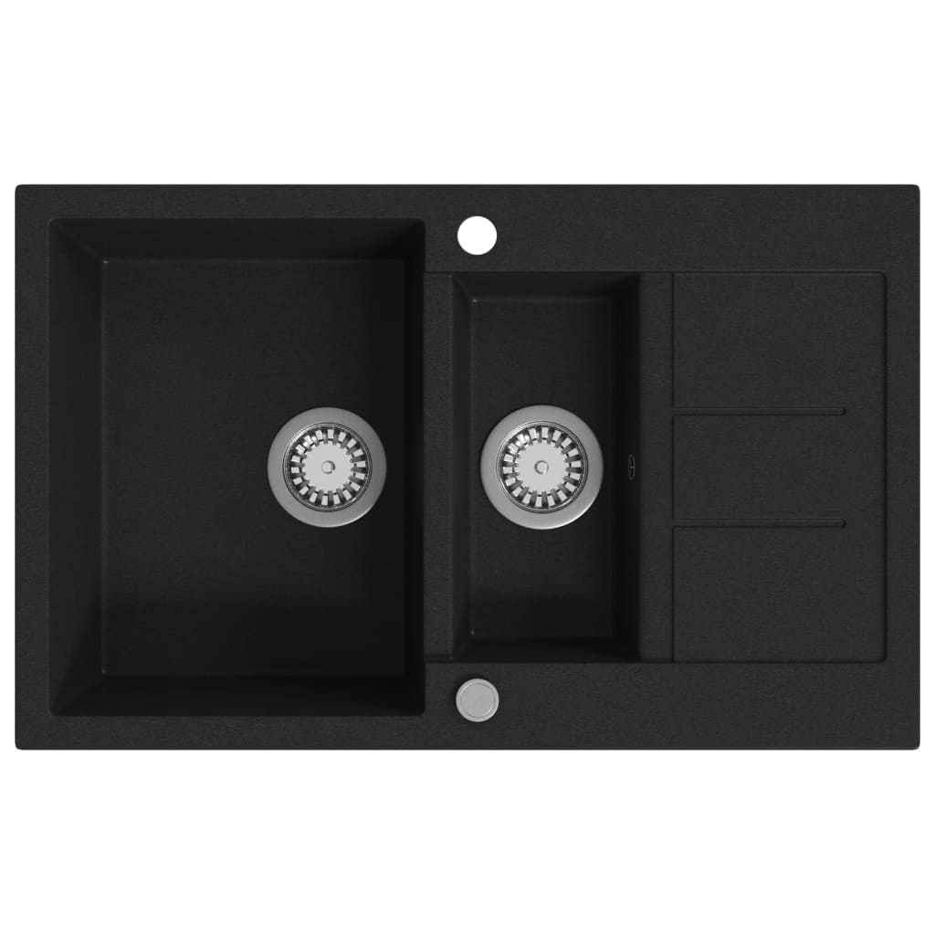 Fregadero de cocina con 2 senos granito negro