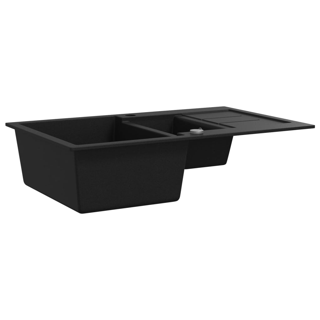 Fregadero de cocina con 2 senos granito negro