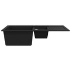 Fregadero de cocina con 2 senos granito negro