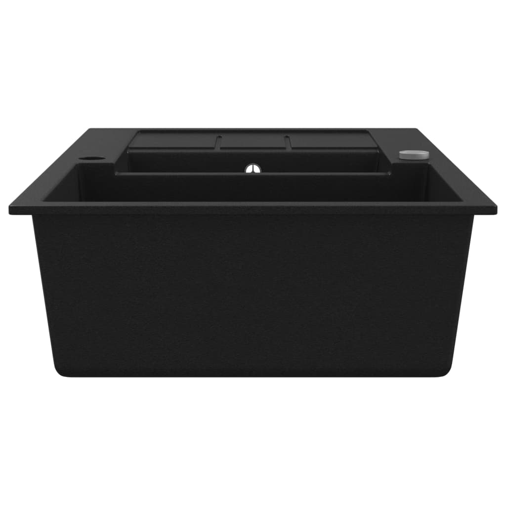 Fregadero de cocina con 2 senos granito negro