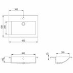 Lavabo de granito blanco 600x450x120 mm