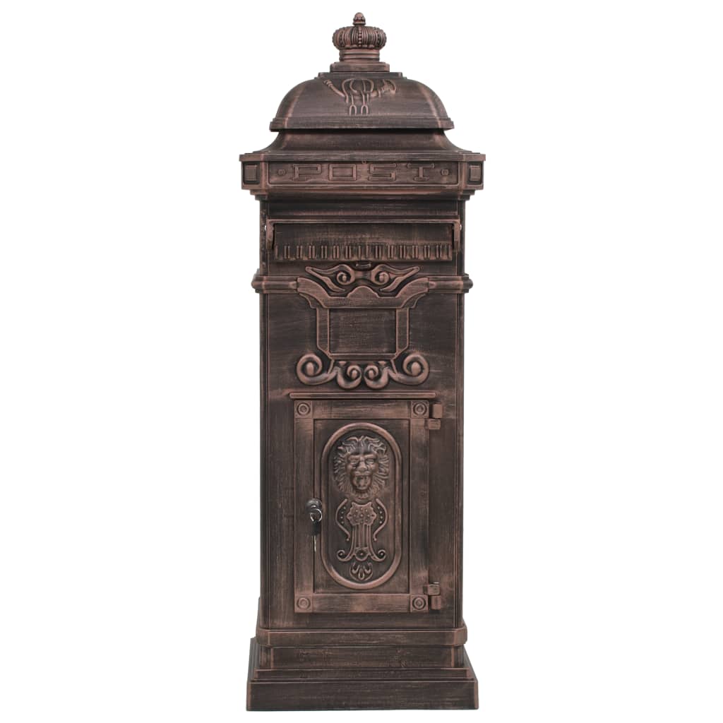 Buzón de columna de aluminio estilo vintage inoxidable bronce