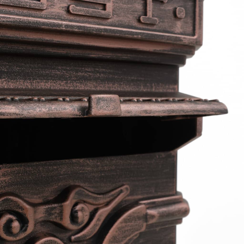 Buzón de columna de aluminio estilo vintage inoxidable bronce
