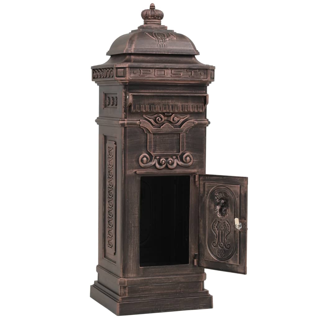 Buzón de columna de aluminio estilo vintage inoxidable bronce