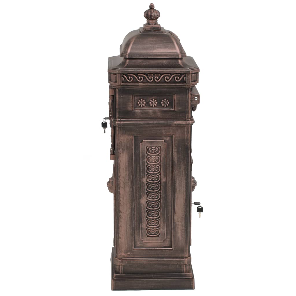 Buzón de columna de aluminio estilo vintage inoxidable bronce