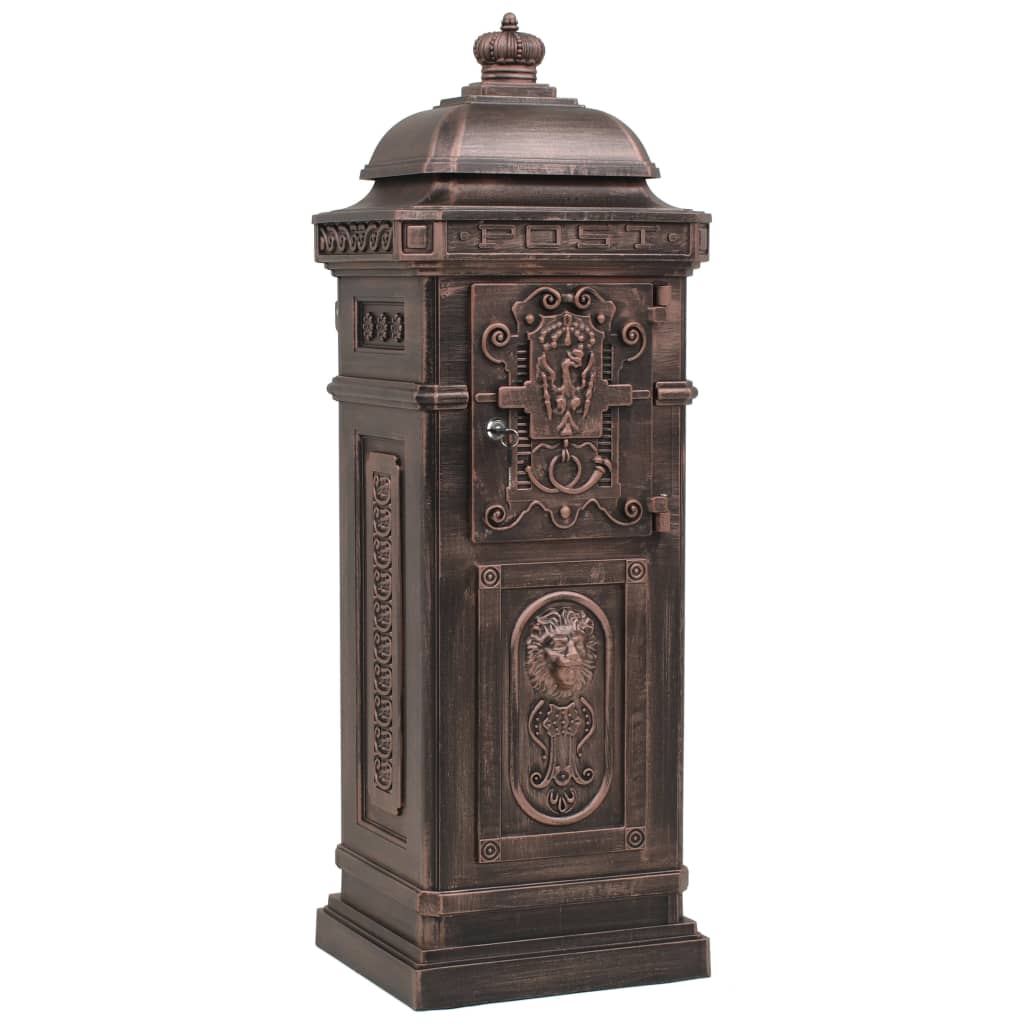 Buzón de columna de aluminio estilo vintage inoxidable bronce