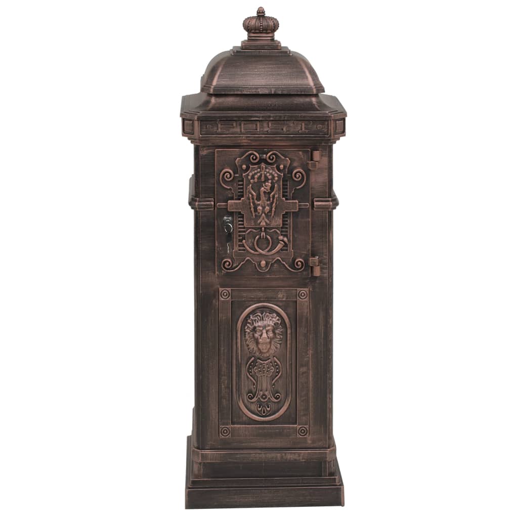 Buzón de columna de aluminio estilo vintage inoxidable bronce