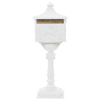 Buzón de pedestal de aluminio estilo vintage inoxidable blanco