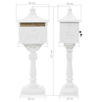 Buzón de pedestal de aluminio estilo vintage inoxidable blanco