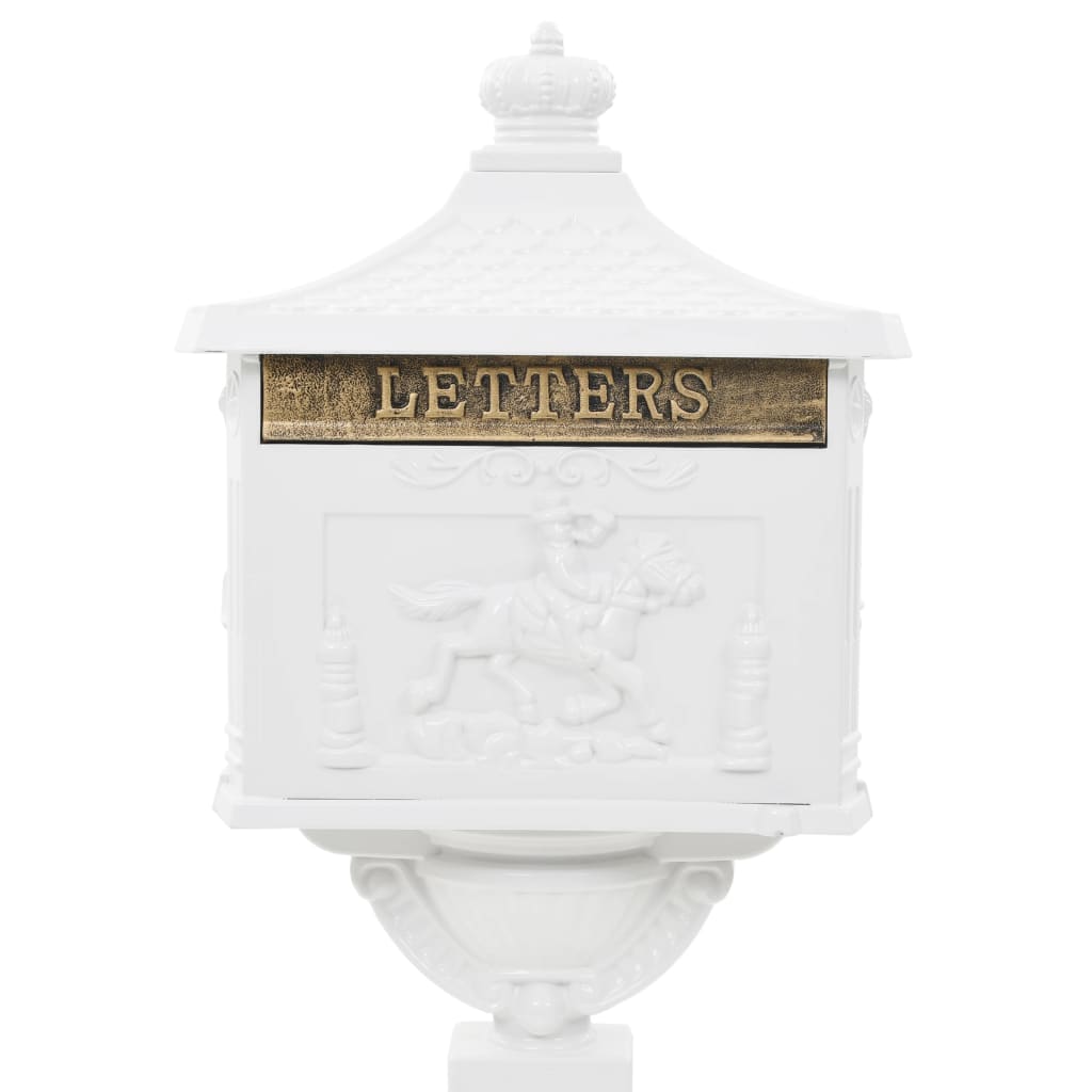 Buzón de pedestal de aluminio estilo vintage inoxidable blanco