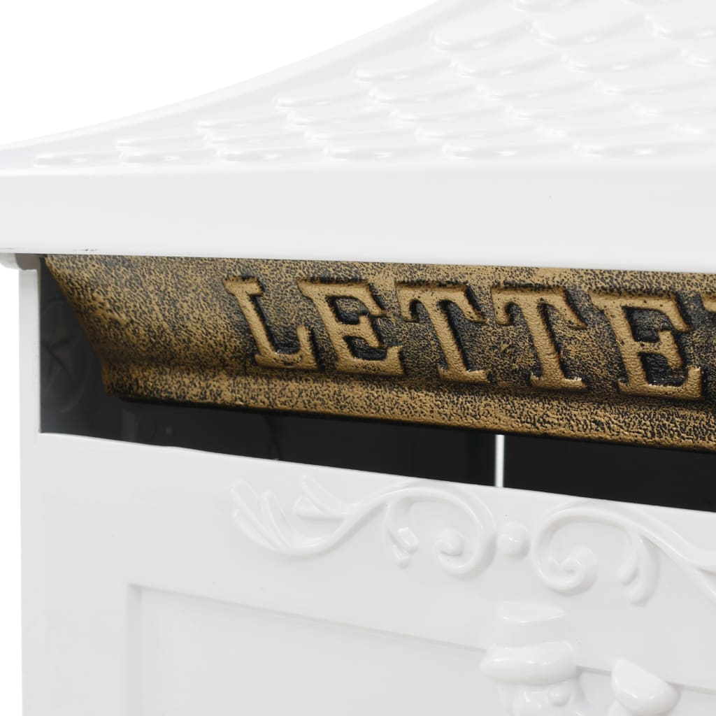 Buzón de pedestal de aluminio estilo vintage inoxidable blanco