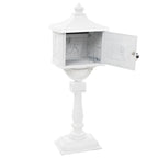 Buzón de pedestal de aluminio estilo vintage inoxidable blanco