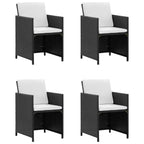 Set comedor de jardín 5 piezas y cojines ratán sintético negro
