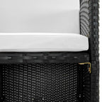 Set comedor de jardín 5 piezas y cojines ratán sintético negro