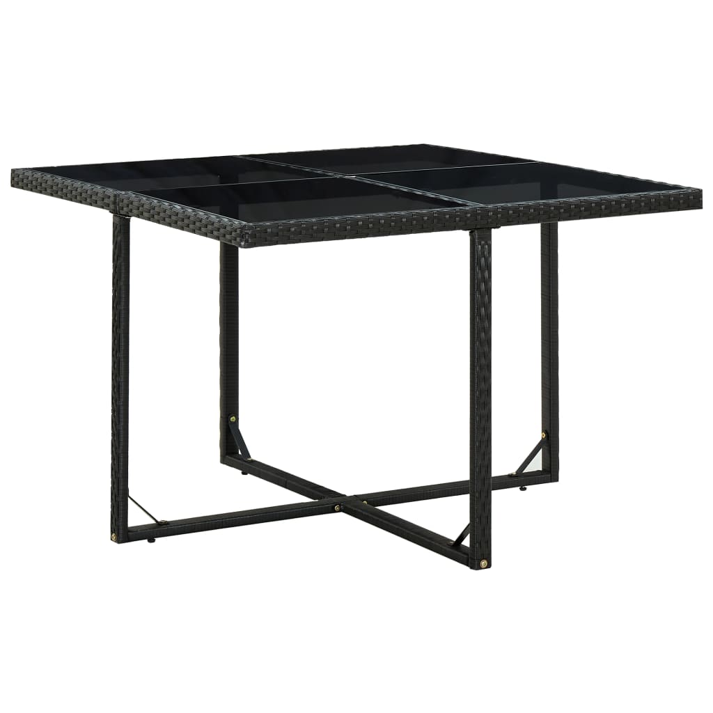 Set comedor de jardín 5 piezas y cojines ratán sintético negro