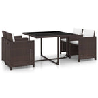 Set de comedor de jardín 11 pzas y cojines ratán sintético gris