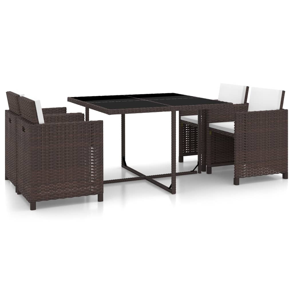 Set de comedor de jardín 11 pzas y cojines ratán sintético gris