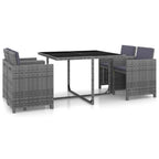 Set de comedor de jardín 11 pzas y cojines ratán sintético gris
