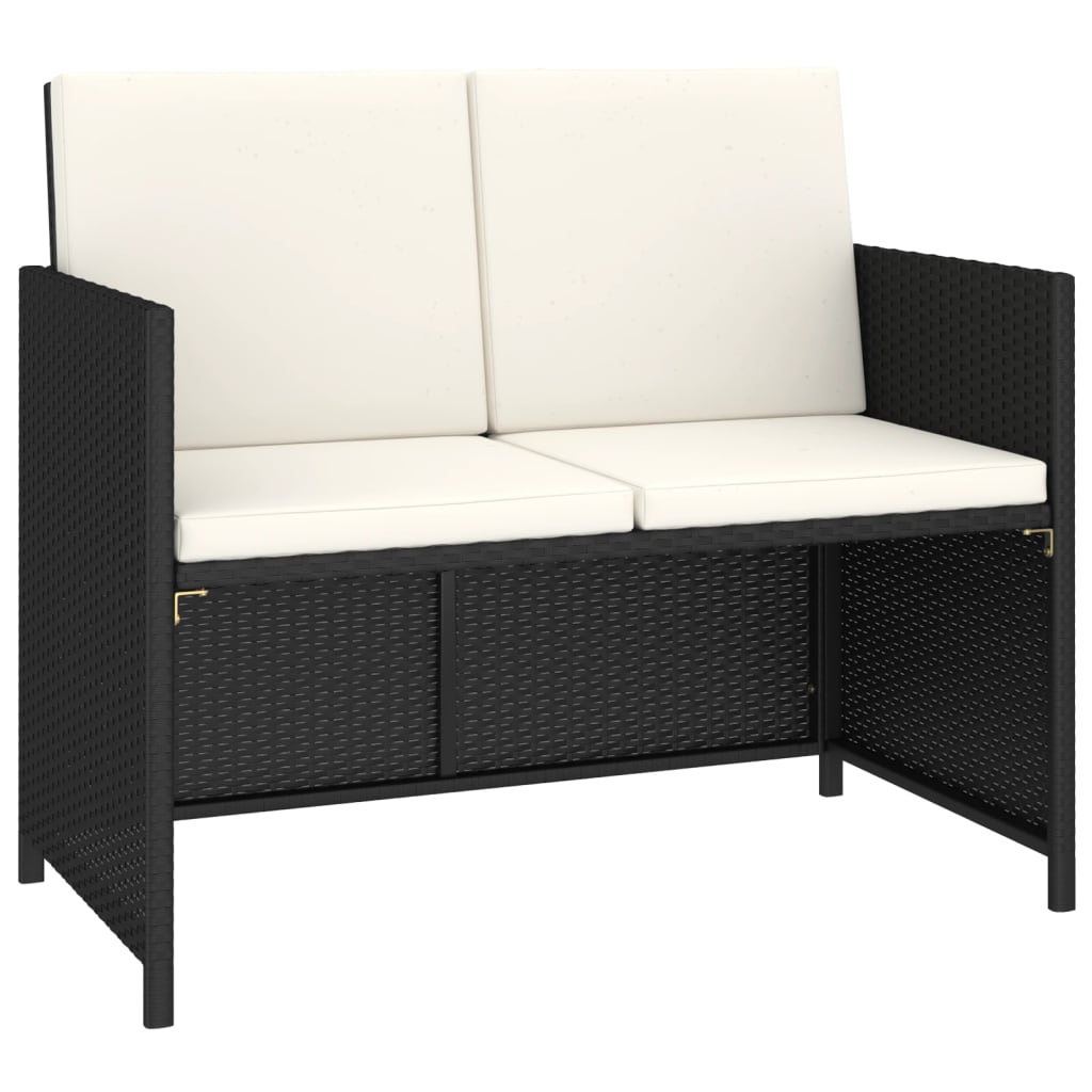 Set comedor de jardín 6 piezas y cojines ratán sintético negro