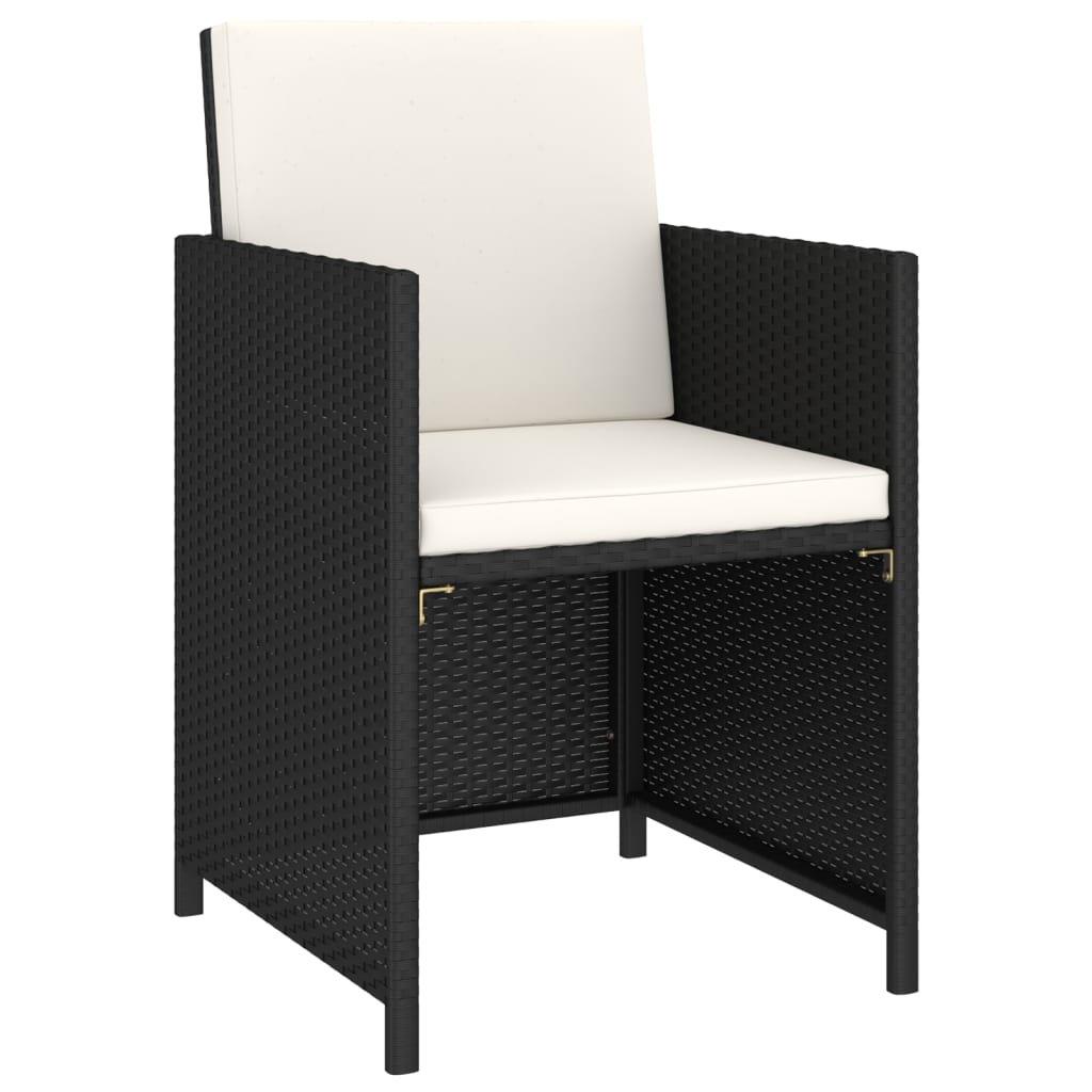 Set comedor de jardín 6 piezas y cojines ratán sintético negro