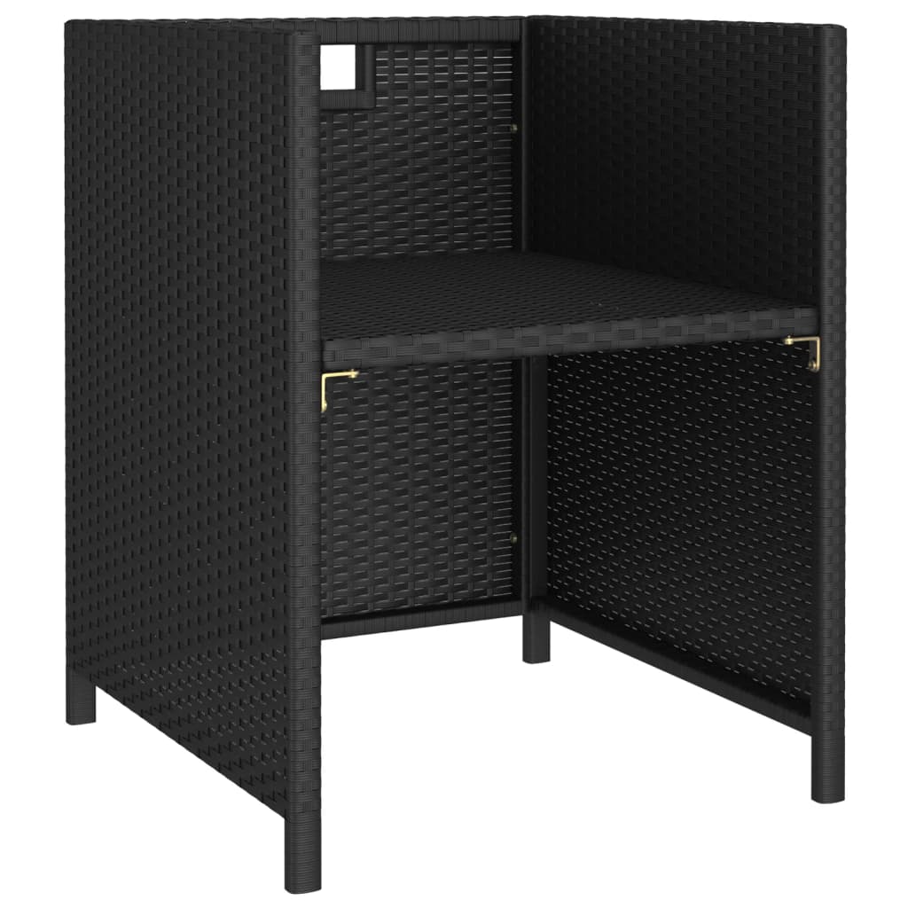 Set comedor de jardín 6 piezas y cojines ratán sintético negro