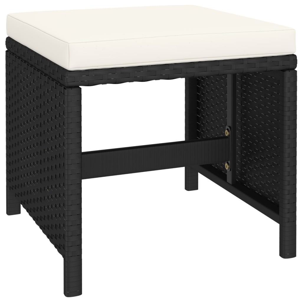 Set comedor de jardín 6 piezas y cojines ratán sintético negro