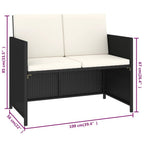 Set comedor de jardín 6 piezas y cojines ratán sintético negro