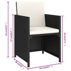 Set comedor de jardín 6 piezas y cojines ratán sintético negro