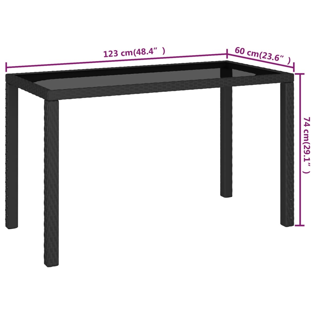 Set comedor de jardín 6 piezas y cojines ratán sintético negro