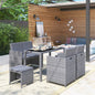 Set comedor de jardín 6 piezas y cojines ratán sintético negro