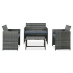 Set muebles de jardín 4 piezas y cojines ratán sintético gris